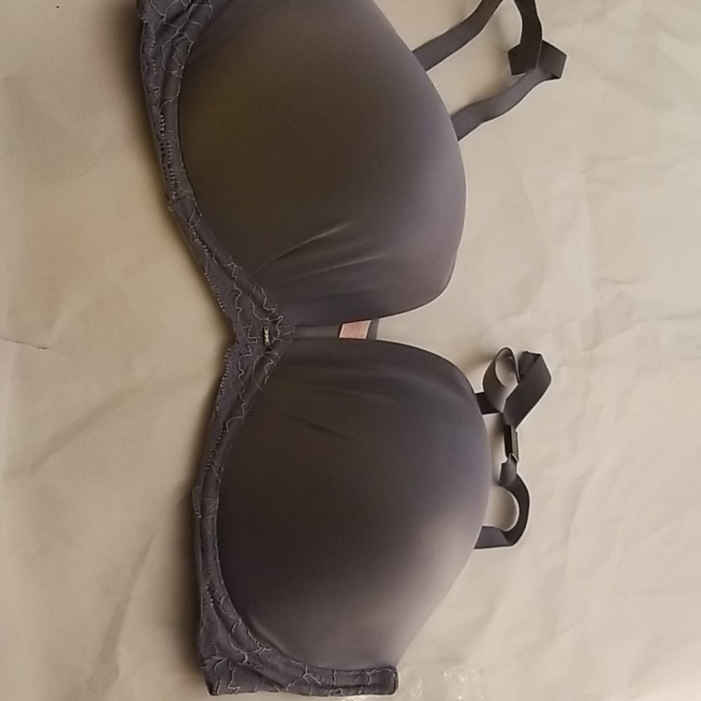 Gray strapless victoria's secret bra